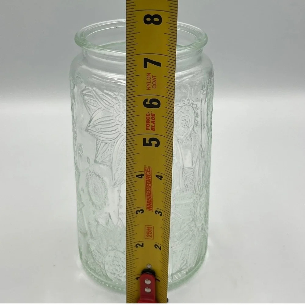 Brajttt Glass Canister Set 4pc 32oz Clear New Sunflower Embossed Wood Lids
